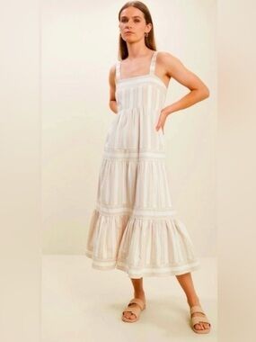 seed heritage white linen dress Seed Heritage Linen Scallop Midi Dress in White